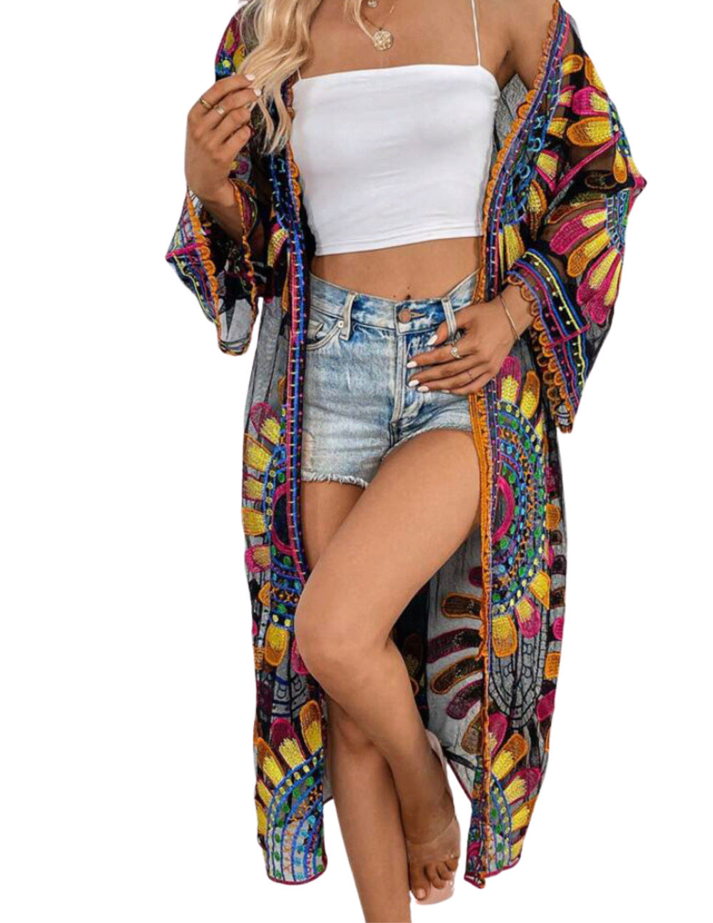 Beach Cover-up Pattern Sun Protection Cardigan Female