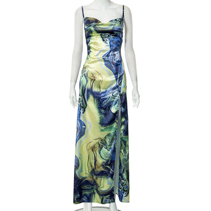 Women's Abstract Printed Side Opening Dress