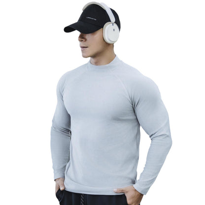 Men's Dralon Thermal Slim Fit Half-high Collar Long Sleeves Top