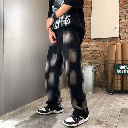 High Street Tie-dye Hip-hop Jeans For Men Straight