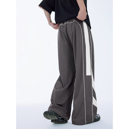 Men's Loose Leisure Sports Side Stripe Wide Leg Pants