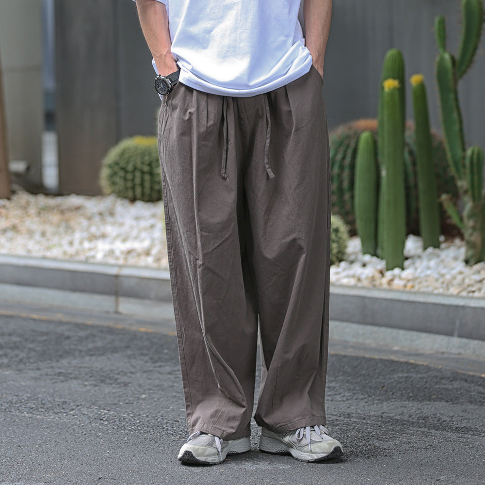 Men's Solid Color Casual Sports Elastic Waist Sports Cargo Trousers