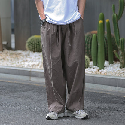 Men's Solid Color Casual Sports Elastic Waist Sports Cargo Trousers