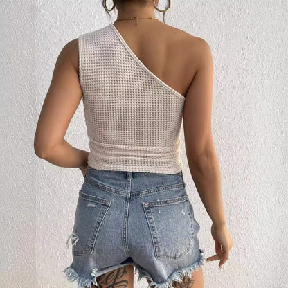 Women's Fashion One-shoulder Knitted Top
