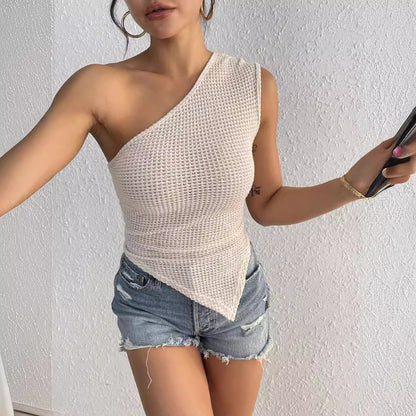 Women's Fashion One-shoulder Knitted Top