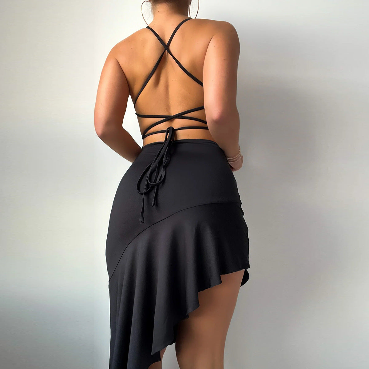Women's Backless Lace-up Suspender Skirt Irregular