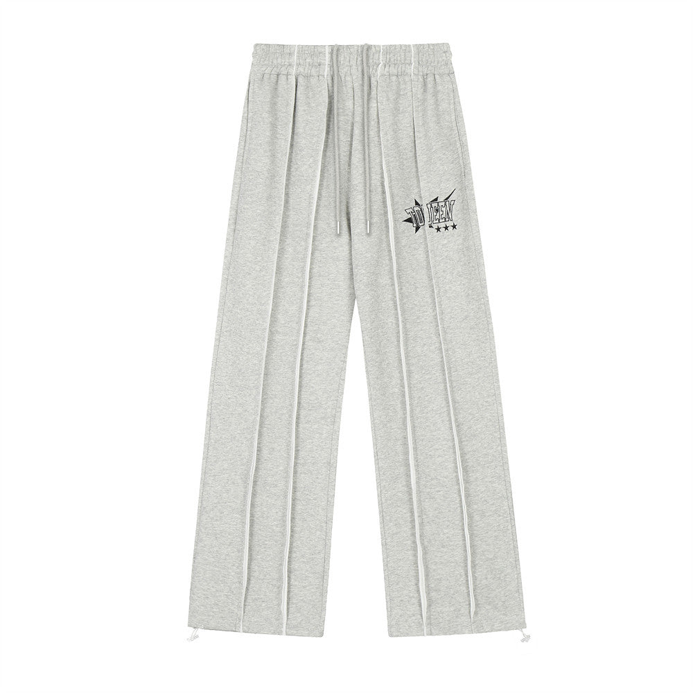 Simple Embroidered Lettered Casual Trousers For Men