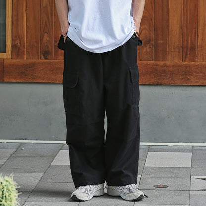 Men's Casual Knee Pleated Drawstring Pants Sports Trousers