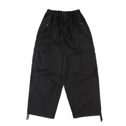 Men's Casual Knee Pleated Drawstring Pants Sports Trousers