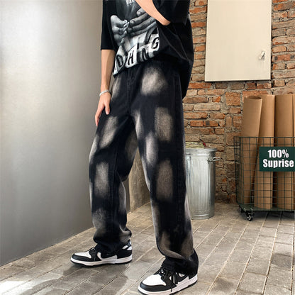 High Street Tie-dye Hip-hop Jeans For Men Straight