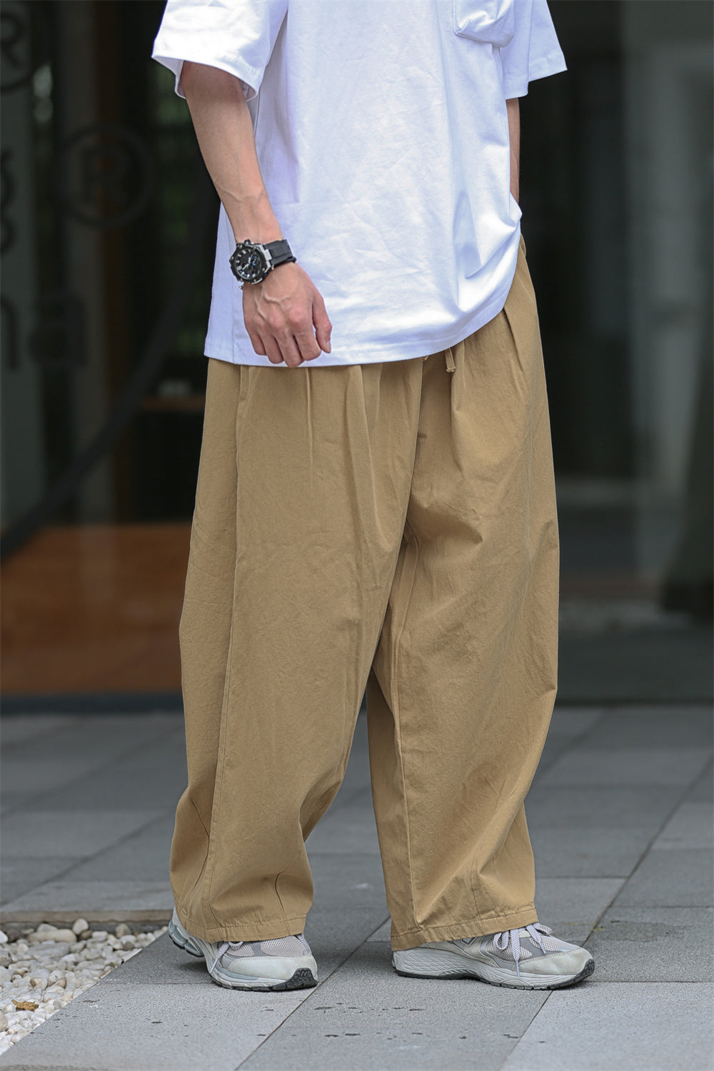 Men's Solid Color Casual Sports Elastic Waist Sports Cargo Trousers